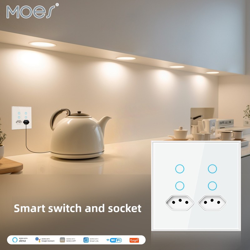 Timer Dual Outlet - Tomada inteligente MOES Tuya WiFi com